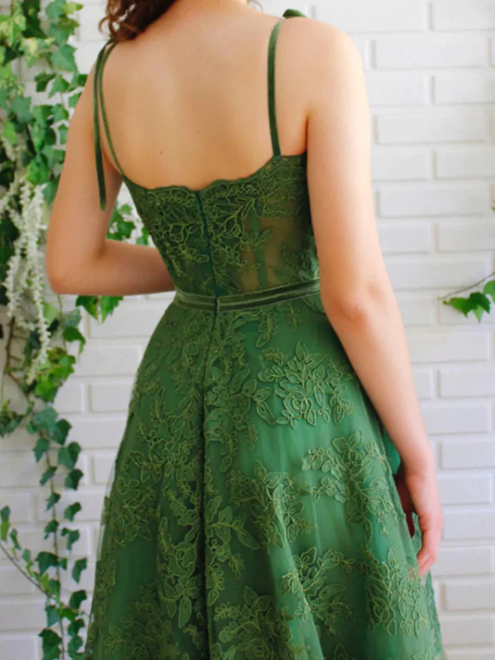 Green Lace Long Formal Graduation Dresses Birthday Outfits  nv1654