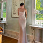 Simple Mermaid Strap Sequined Ball Gown Evening Dress Prom Dress nv1762