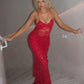 Beautiful spaghetti strap birthday party dress red lace prom dress nv1791