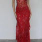 Beautiful spaghetti strap birthday party dress red lace prom dress nv1791