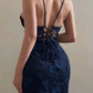 Navy Blue Lace Vintage Mermaid Strap Birthday Party Dress Prom Dress Evening Dress nv2023