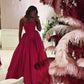 Hot Pink Simple Elegant A-Line Off Shoulder Long Satin Ball Gown Evening Dress nv2216