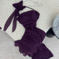 Purple fashion elegant floral long Chiffon ruffled ball gown evening dress party dress nv3561