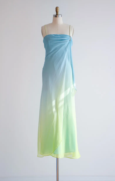 Blue green fashion gradient simple and elegant long chiffon ball gown, evening dress, party dress nv3689