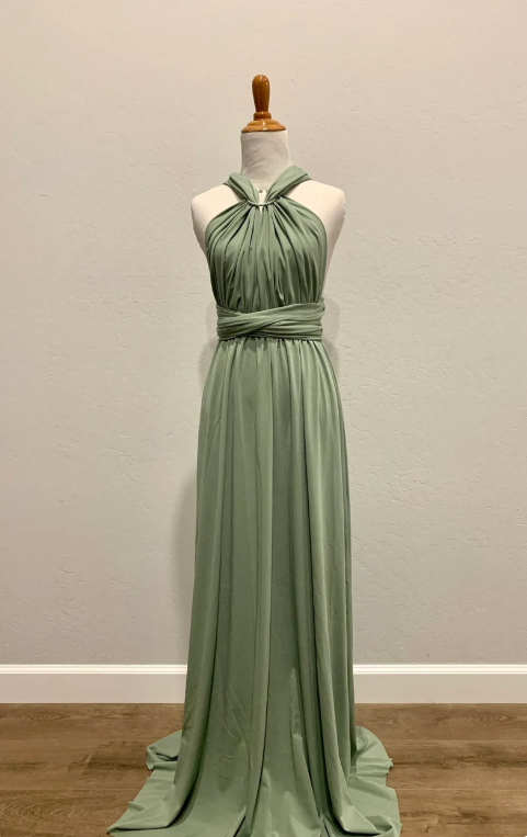 Green Fashion V-neck Strap Elegant Long Satin Floor-length Ball Gown Evening Gown Bridesmaid Dress Prom Dress nv3759