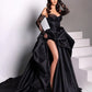 Black sweetheart taffeta slit ball gown evening dress nv2008