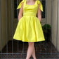 A-line Yellow Bowknot Suspender Homecoming Dress Party Dress nv2084