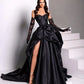 Black sweetheart taffeta slit ball gown evening dress nv2008