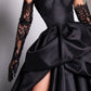 Black sweetheart taffeta slit ball gown evening dress nv2008