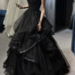 Black Fashion Elegant long tulle prom dresses evening dress Party Dress nv3415