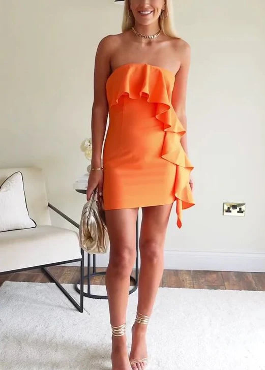 Orange Sleeveless Short Homecoming Dress Short Prom Gown Dress nv1734