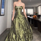 Robe de soirée longue sans manches en satin vert, robe de bal formelle nv2021