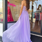 Strapless Sweetheart Neck Purple Lace Long Prom Dress nv1315