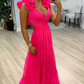 A-Line Fuchsia Chiffon Long Prom Dresses nv1305