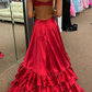 Red Ruffled Crossed Top Hi-Low Layers Long Prom Dress nv1293