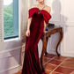 Red strapless velvet party dress long mermaid tail slim ball gown evening dress nv3090