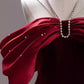 Red strapless velvet party dress long mermaid tail slim ball gown evening dress nv3090