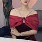 Red strapless velvet party dress long mermaid tail slim ball gown evening dress nv3090