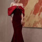 Red strapless velvet party dress long mermaid tail slim ball gown evening dress nv3090