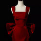 Red simple and elegant mermaid slim strapless long sleeveless ball gown evening dress nv1807