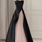 Black simple elegant A-line off-shoulder long satin ball gown evening dress party dress nv2563