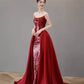 Red Mermaid Off-the-shoulder Sequined A-line Long Slit Ball Gown Evening Gown Party Dress nv2515