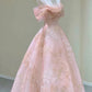 Cute Pink Sweet Tulle Lace Long A-Line Ball Gown Evening Dress banquet outfit nv2991