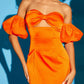 Cute Sheath Strapless Short Orange Homecoming Dresses nv1685