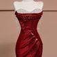 Burgundy shiny sexy long elegant sequined mermaid slim fishtail ball gown evening dress nv3406