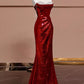 Burgundy shiny sexy long elegant sequined mermaid slim fishtail ball gown evening dress nv3406