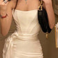 White short exquisite off-shoulder satin dress prom dress evening dress party dress nv1834