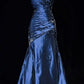 Navy Blue Sexy Sweetheart Sleeveless Mermaid Satin Long Ball Gown Evening Dress nv3403