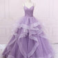 Green/Purple/Blue Fashion Elegant Spaghetti Strap Long Organza Ruffles Ball Gown Evening Gown Graduation Gown Adult Ceremony Gown nv26