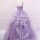 Green/Purple/Blue Fashion Elegant Spaghetti Strap Long Organza Ruffles Ball Gown Evening Gown Graduation Gown Adult Ceremony Gown nv26