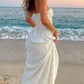 White sweetheart pleated off-shoulder long ball gown beach holiday dress party dress nv2282