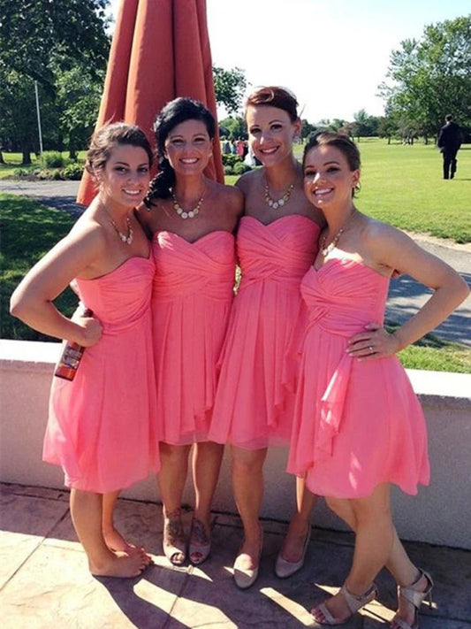 Sweetheart Neck Coral Prom Dresses, Coral Bridesmaid Dresses, Coral Graduation Dress Homecoming Dresses  nv1488