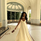 Simple Long Satin White Bridal Gown Ball Gown Evening Dress nv2902