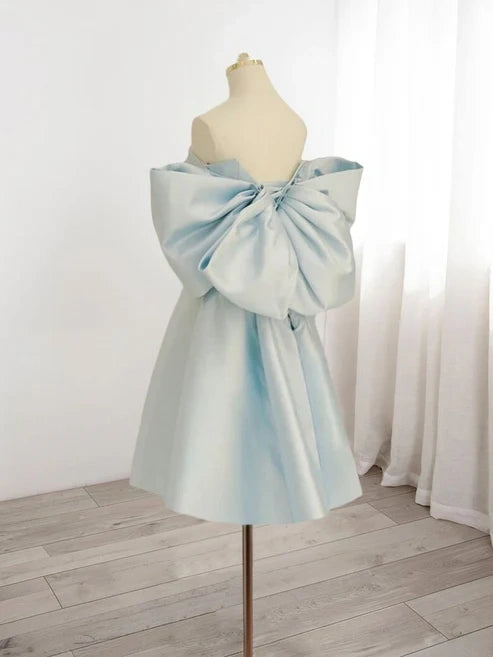 Blue sweetheart neck satin homecoming dress prom dress evening dress party dress nv1854