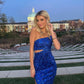 Beautiful royal blue ball gown sexy slit evening dress nv1798