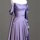 Elegant A Line Purple Satin Long Prom Dresses Formal Party Gown nv1644