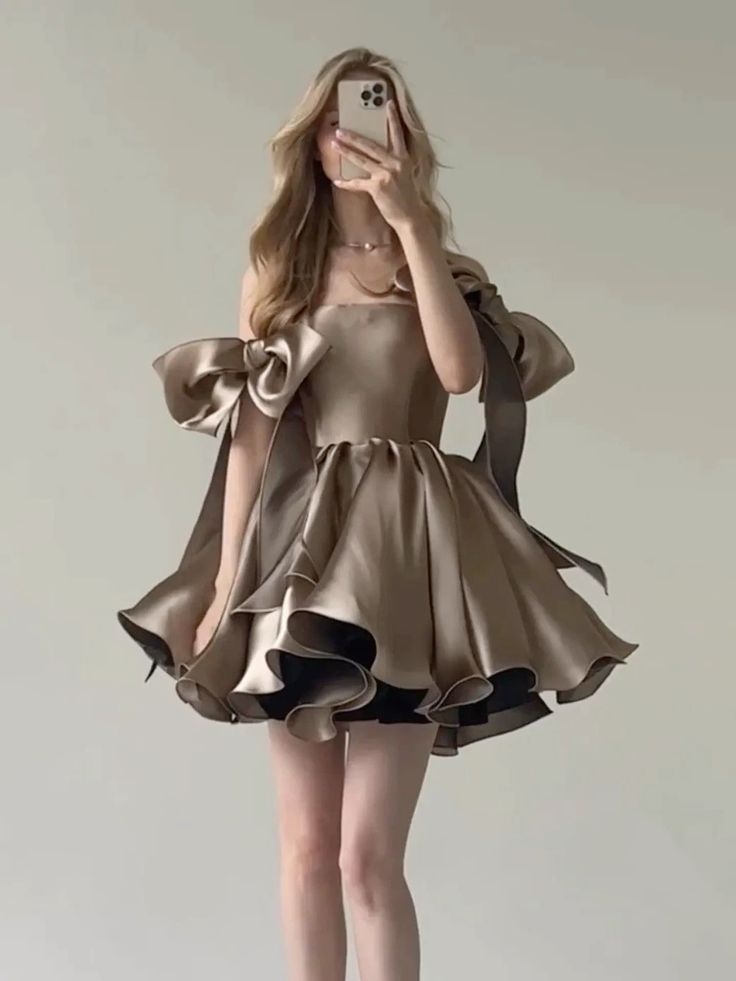 Brown Fashion Chic Short Mini Prom Dress Homecoming Dress Birthday Party Dress nv2550