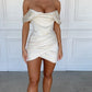 White Fashion Pleated Satin Short Evening Dress Prom Dress Homecoming Dress Birthday Dress nv1978