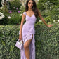 Purple Fashion Elegant Strap Long Chiffon Ruffle Ball Gown Evening Dress Party Dress nv3492