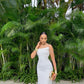 White solid color stylish chic off-the-shoulder long prom dress evening gown party dress nv2493