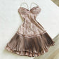 Brown Fashion Exquisite Lace Spaghetti Strap Short Homecoming Dress Prom Dress Evening Dress Party Dress nv3506