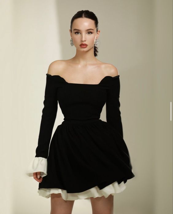 Robe de soirée courte noire simple et classique, petite robe noire, robe de soirée, robe de soirée, nv2377