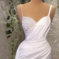 White simple and elegant tight spaghetti strap long ball gown evening dress nv2011