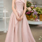 Robe de soirée longue en satin rose élégante et charmante, en tulle, pour demoiselle d'honneur, nv2467