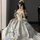 Blue 3D Rose Flower Adult Ceremony Dress Long Ball Gown Evening Gown nv2840