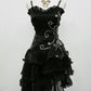 Robe de soirée courte en tulle à volants et à perles, style vintage, noire, exquise, sans bretelles, ligne A, robe de bal, robe de soirée, nv3313